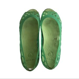 CROCS Adrina Jelly Sandals with Peep Toe in Light Green